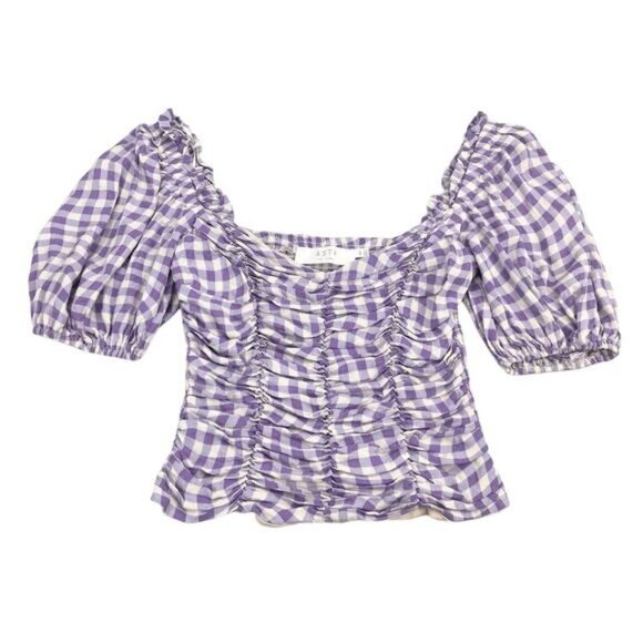 Astr Ruched Smocked Puff Sleeve Top Size XS - Picture 3 of 6